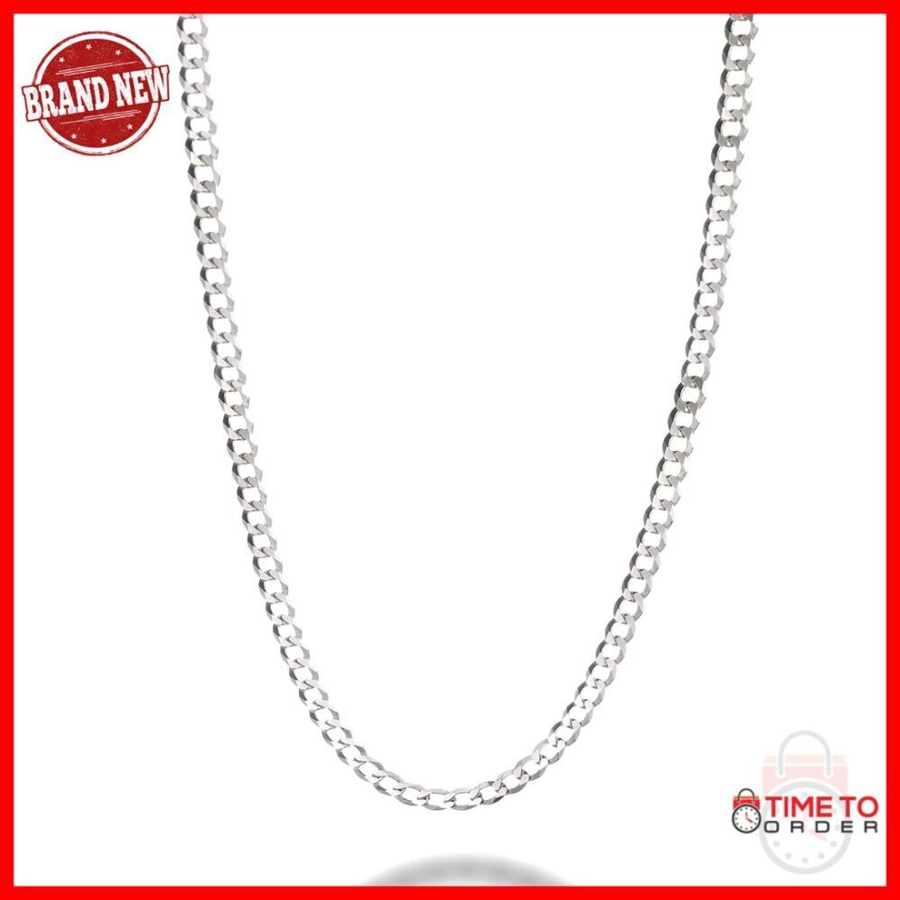 Sterling Silver Curb Chain Necklace 22 Inch Lobster Clasp